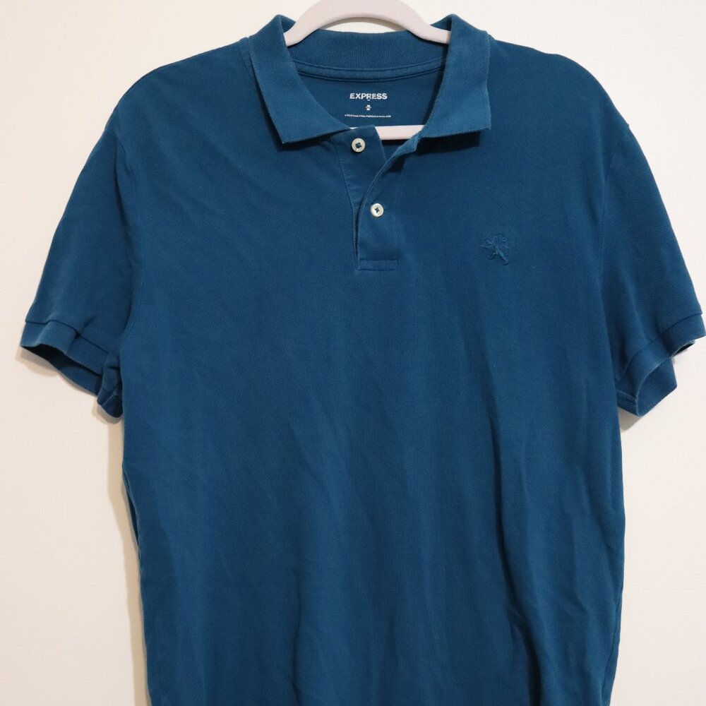 Express Men’s Cotton Logo Polo Shirt Blue Size M